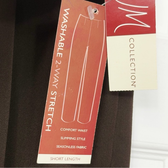 NWT JM Collection Chocolate Brown Pleated High Rise Trousers 18 Short - Picture 6 of 16